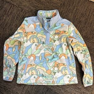 Columbia Multicolor Fleece snap Pullover Epicamp print NWOT